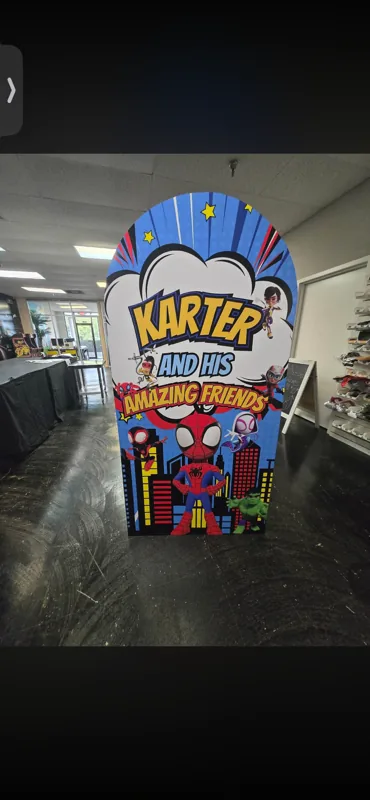Custom event standee display produced by Fontz Graphics Designs