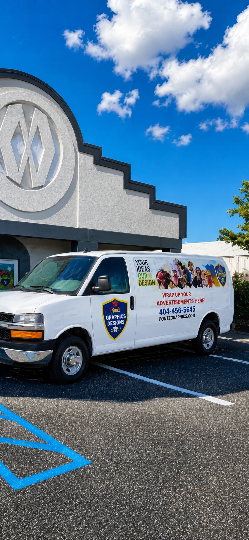 Fully wrapped Fontz Graphics Designs branded van