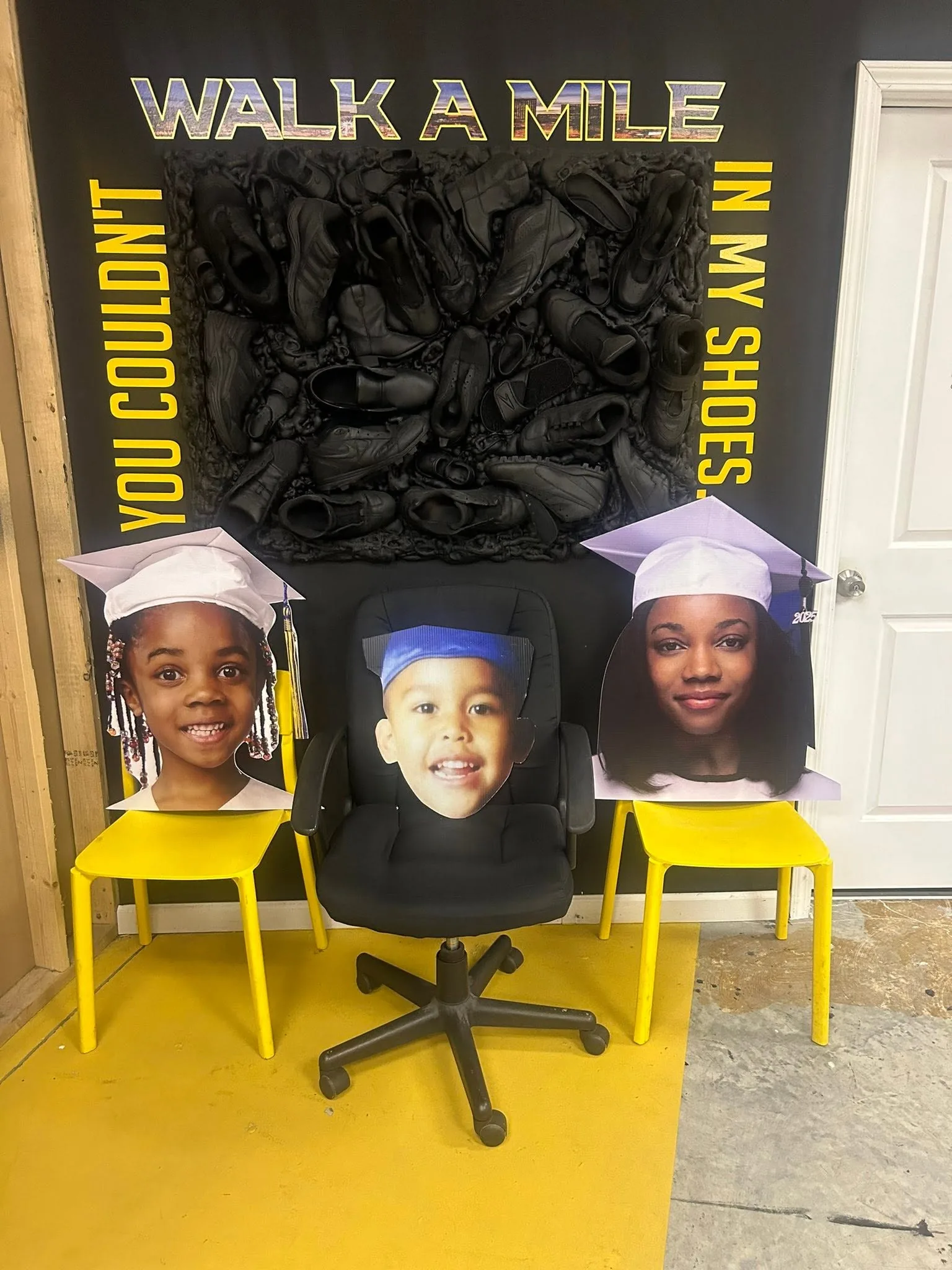 Big head cutouts made for a graduation celebration by Fontz Graphics Designs