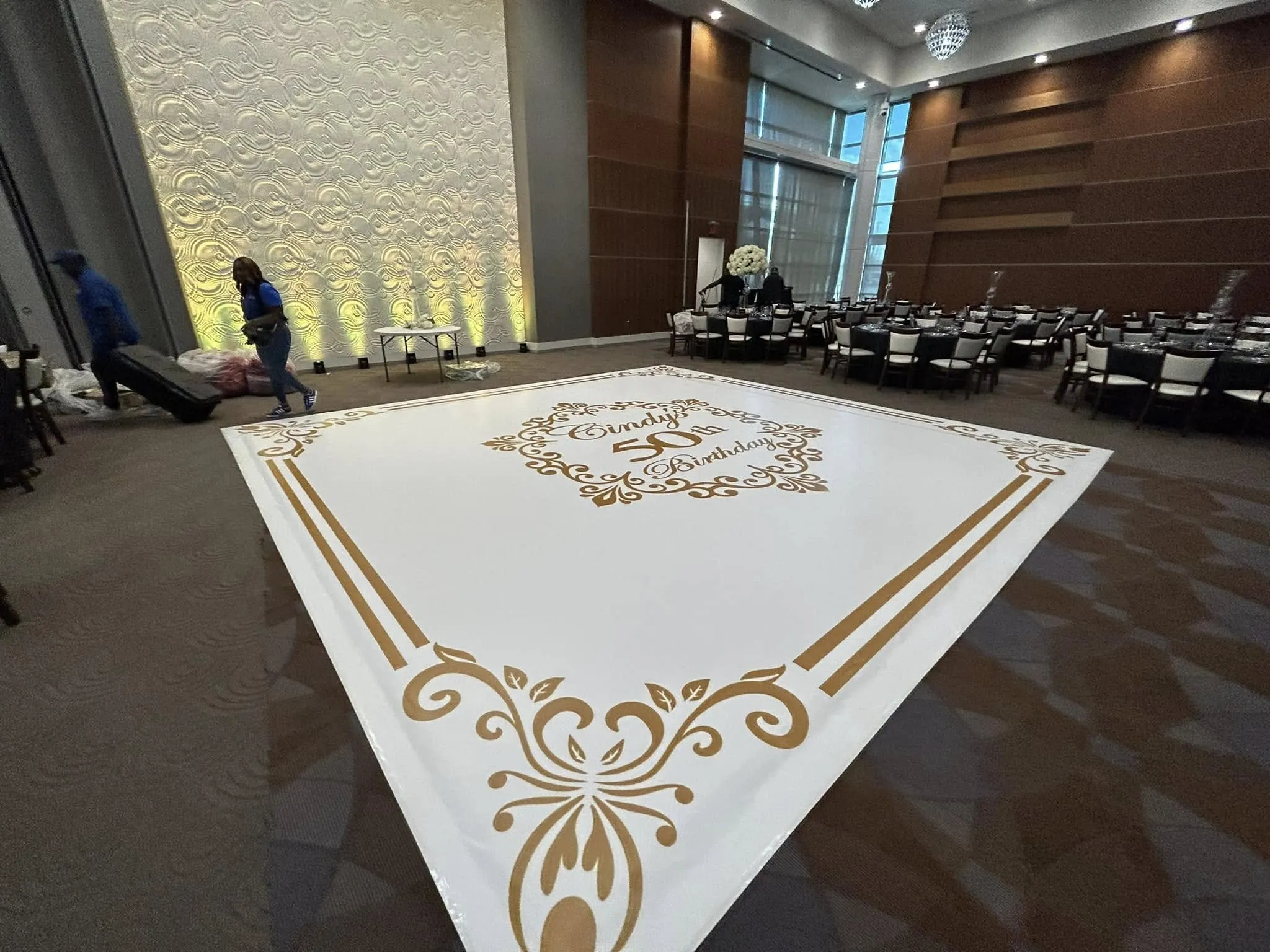 Custom dance floor graphic installed for a birthday celebration by Fontz Graphics Designs