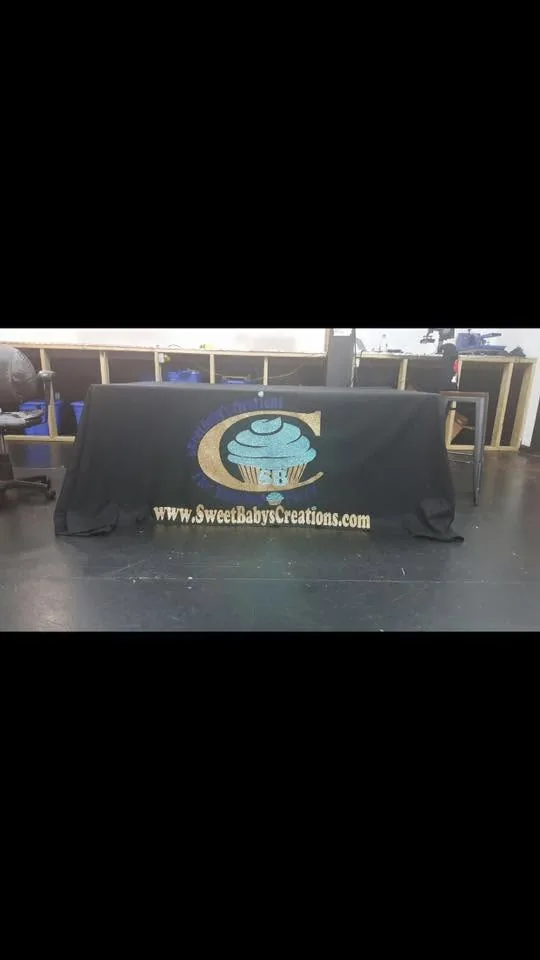 Custom printed table cover for a promotional event by Fontz Graphics Designs