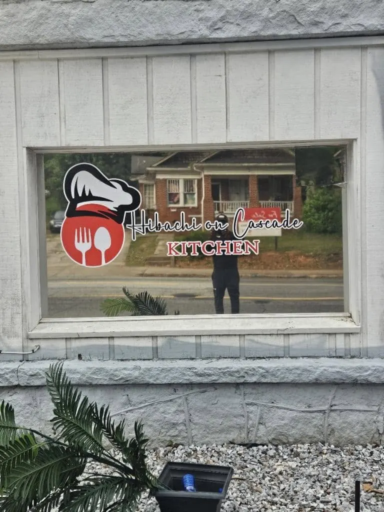 Restaurant storefront window lettering by Fontz Graphics Designs