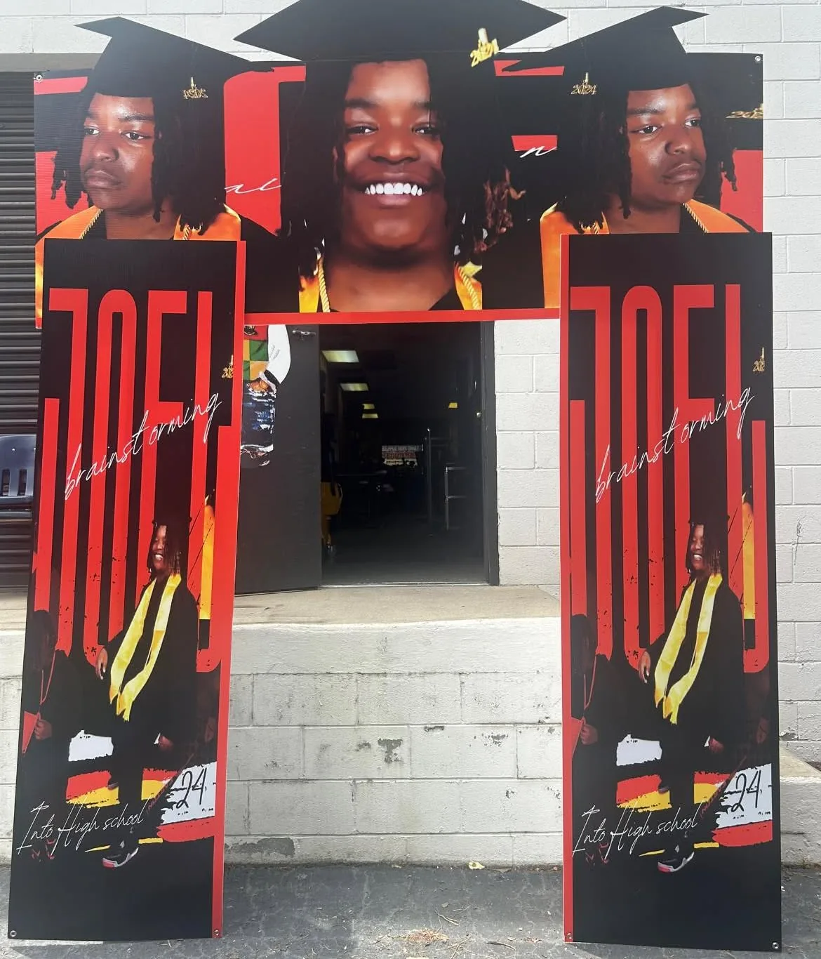 Custom graduation standee archway produced by Fontz Graphics Designs