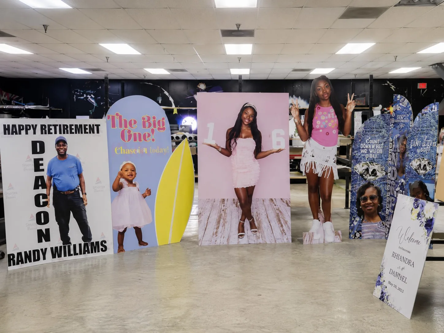 Large-format canvas print produced by Fontz Graphics Designs on display at their Forest Park production facility