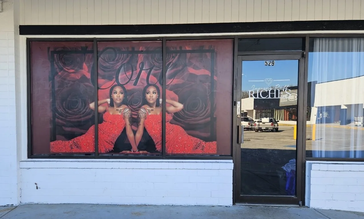 Boutique storefront window mural