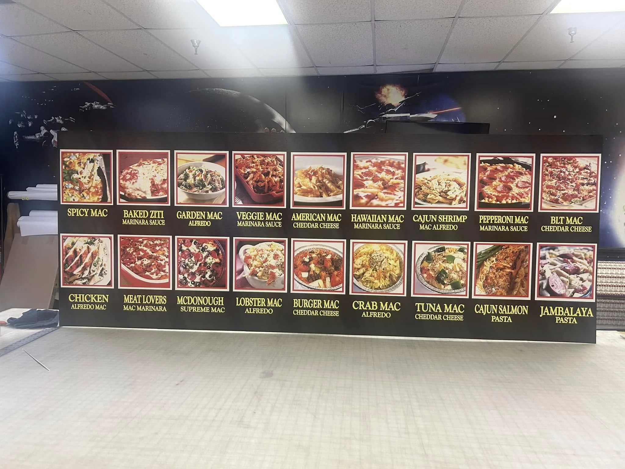 Large format restaurant menu board